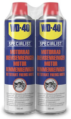 WD-40 Specialist Motorrad Bremsenreiniger (2x500ml), erhält Bremsleistung, verringert Quietschen