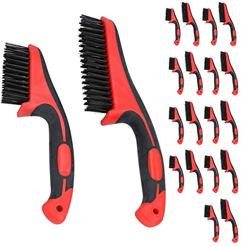 Lot de 20 brosses métalliques portatives en caoutchouc avec poignée souple 28 cm + 21,6 cm