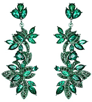 EVER FAITH Ohrringe Vintage Style Art Deco Strass Kristall Emaille Floral Lead Chandelier lange Ohrstecker Lila