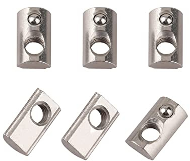 CONPHERON T-Muttern M6 Nutenstein mit Federkugel für Aluminiumprofil der Serie 20, 10 Stück