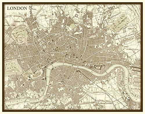 Feeling at home KUNSTDRUCK auf GEROLLTE LEINWAND Sepia-Karte von London Vision Studio - Jahrgang horizontal Leinwandbilder auf 380gr 100% baumwolle cm_66_X_83