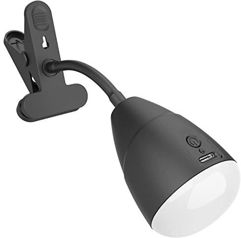 Milpoel Leselampe mit Clip, Weißes Licht, Schwanenhals Bettlampe, USB Aufladbar