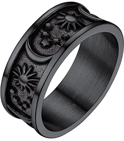 FaithHeart Bague Lune et Etoile Noire pour Femme Homme Bague D’amitié Taille 62