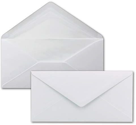 NEUSER PAPIER 100 x DIN Lang Briefumschläge - Weiß mit weißem Seidenfutter - 11x22 cm - 100 g/m² - ideal für Einladungen, Weihnachtskarten, Glückwunschkarten aus der Serie Farbenfroh