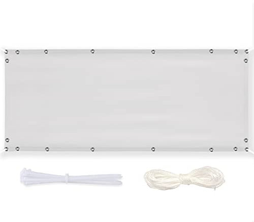 Timizi Balkon Sichtschutz Meterware 75x400cm, Undurchsichtig Balkon-Verkleidung Wind- und Regendicht UV-Schutz Sichtschutz Zaun für Balkon und Terrasse Garten. - Weiß