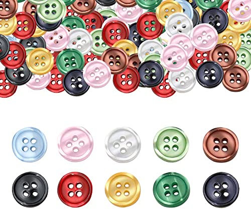 YEASHI Bunte Knöpfe 250 Stück Harzknöpfe Kunststoff Bastelknöpfe 4-Loch-Knöpfe Rund Harzknöpfe Kinderknöpfe Knöpfe zum Basteln Nähen für Scrapbooking DIY Handgemacht Stricken und Dekorieren