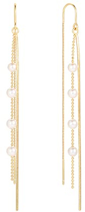 Perlen-Einfädler-Ohrringe für Frauen, 18 Karat vergoldete lange Tropfen-Ohrringe baumeln Quasten-Ketten-Schmuck für Teenager-Mädchen-Geschenk…