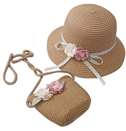 QWUVEDS Mützen Schal Set Damen Set Tourism Children and Sun hat Stroh Age Flower hat Sun Tasche 27 Hut Baseballmütze New Cap Damen Blau