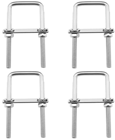 YINETTECH 4 Sets M8 Square U-Bolts 304 Stainless Steel U Clamp Bolt with Nuts and Washers 42mm Inner Width for Trailers Pipes Wood Hardware