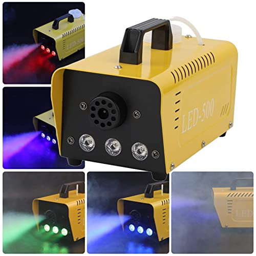 LEFEDA Mini máquina de Humo portátil, generador de Humo para Fiestas de 500 vatios con Control Remoto inalámbrico y luz Colorida para Efectos de Escenario de Bodas, Festivales y Fiestas