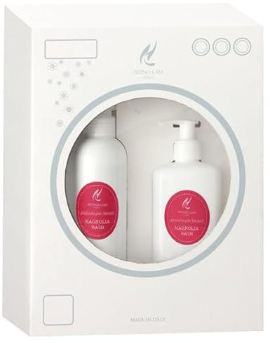 HYPNO CASA - Cofanetto Profumazione Tessili con Profumatore Bucato 200ml e Spray per Tessuti 250ml (Magnolia)