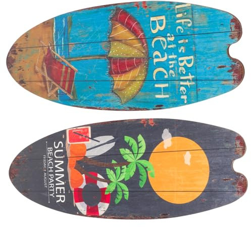 Cabilock 2stücke Surfbrett-wanddeko Aus Holz Strand-Thema Wand-Kunst Dekoration Für Einfache Montage Stil Wandornament Surfbrett Anhänger Für Familie Und Freunde