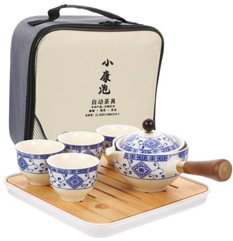 IMIKEYA 1 Satz Reise-Tee-Set Drehteemaschine Tasse Blau und weiß Reise-Teegeschirr-Set Set zum Aufbrühen von chinesischem Tee Haushalt Tee Set China einstellen rotieren Suite Keramik