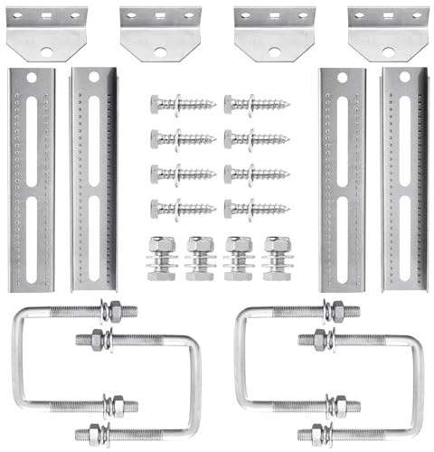 Racewill 4 Pack Boat Trailer Bunk Brackets: 12 Galvanized Swivel Top Style Boat Bunk Bracket Kit with Hardware, for 1.5 x 3, 2 x 3, 3 x 3 Boat Trailer Crossmember