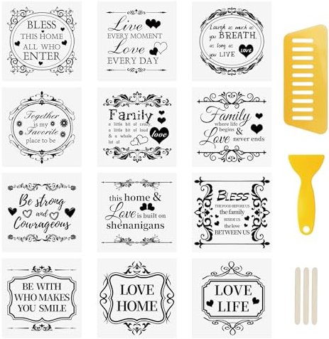 WANDIC 12PCS Rub On Transfer Sticker, Black Inspirational Words Transfer Decals Inspiring DIY Scrapbook Stickers for Craft Greeting Cards Gift Wrapping Decoration