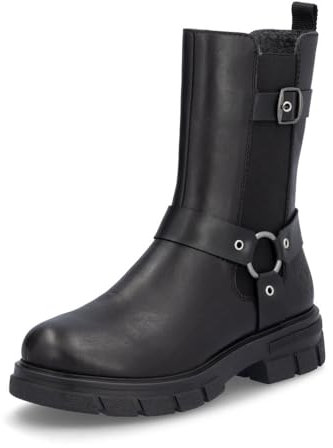 Rieker Damen Biker Boots Z9177, Frauen Stiefeletten,uebergangsschuhe,uebergangsstiefel,flach,Stiefel,Bootee,Booties,schwarz (00),38 EU / 5 UK