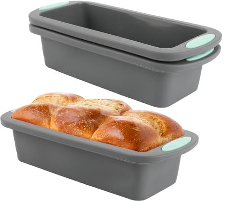 LOPYXBR 3 Stück Silikon Kastenform, 28x12x6,5 cm Silikon Backform für Backofen und Luftfritteuse, Antihaftende Kastenform für Kuchen und Brote