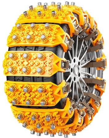 PLOKIJUH Auto Schneeketten für VW Golf 2010-2013,Reifen Schneekette Anti-Rutsch Einstellbare Anfahrhilfe Schnee Schnellmontage Extern Zubehör,A2-Yellow