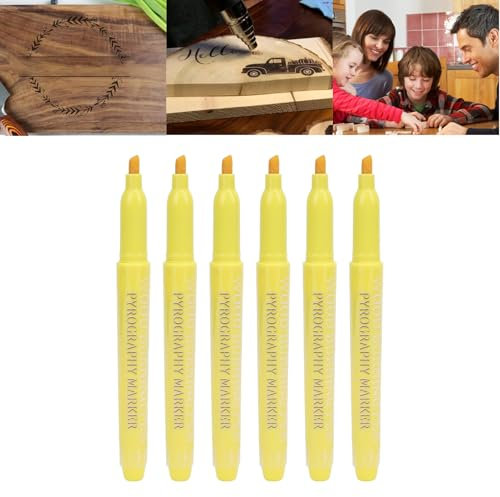 Kit de Gel para Quemar Leña, Pasta para Quemar Leña, Kit de Bolígrafo para Quemar Leña para Diseño para Principiantes, Pasta Activada por Calor Estable, 6 uds.