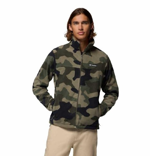 Columbia Men's Steens Mountain Printed Jacket, Full Zip Fleece Jacket, Stone Green Mod Camo, XXL