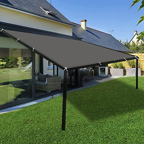 Pali per vela parasole 2,5 x 5,5 m, anti UV, quadrato, in HDPE, tessuto grigio scuro per cortile e giardino