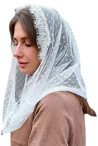 WASTEBIN Russischer Spitzenschal Schleier Kopftuch Für Hochzeit Kopfbedeckung Schal Brautschleier Östlicher Orthodoxer Kirchenschleier Für Formelle Anlässe