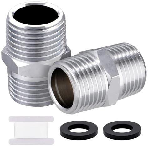 2 Pcs Shower Hose Extension Adapter, G1/2 to G1/2 Shower Hose Extender Fitting Shower Hose Extra Long Joint, Used to Connect Two Hoses Garden Hose