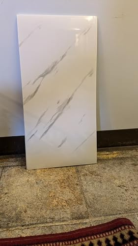 10Pcs Bathroom Wall Panels PVC Cladding Shower Wet Wall Tile Marble Effect Decor Tiles Sticker (Marble White)