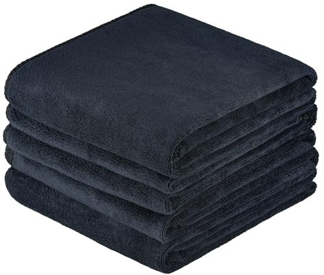 Starvortex 4pcs Gym Towels, 75 x 35cm Microfibre Gym Towel for Man Women, Skin-friendly Sweat Towels for Gym, Small Super Absorbent Black Towel with Double-sided Fleece for Fitness Camping Yoga