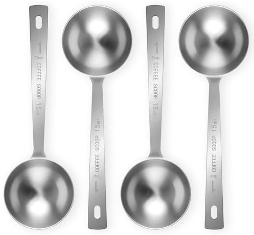 Swiixxer 4Pcs Coffee Scoop Spoon - 1 Tablespoon Measuring Spoon, 15ML Stainless Steel Coffee Spoons, Long Handle Measuring Scoop