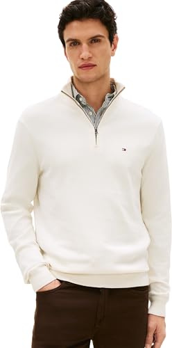 Tommy Hilfiger Herren Pullover mit Reißverschluss Mock Neck Halbzip