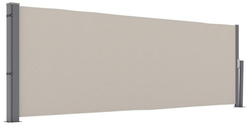 Outsunny Store Latéral Brise-Vue Paravent Rétractable 3L x 1H m Gris | Alu. Polyester, Anti-UV, Haute Densité 180 g/m²