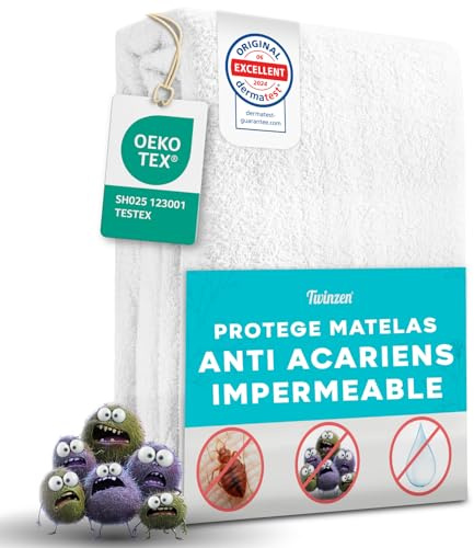 Twinzen - Funda Colchon 135x190 x25 cm - Protector Colchon Impermeable - Funda Colchon 135_x190_Cremallera Completo para Protección Total - Bi-Ome & Oeko-Tex