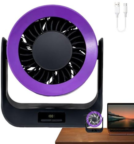 Ventilateur de bureau, ventilateur de table - Accessoire de refroidissement personnel Charge USB,Table de bureau portable et ventilateur mural, petits gadgets de refroidissement personnels avec affich