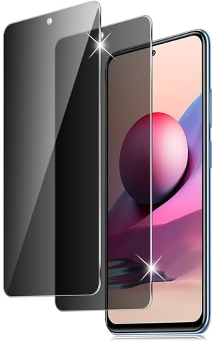 Vsjnk Privacidad Protector de Pantalla Compatible Con Xiaomi Redmi Note 10 / Redmi Note 10S Screen Protector,2 Piezas Cristal Templado 9H Dureza Fácil de Limpiar Sin Burbujas