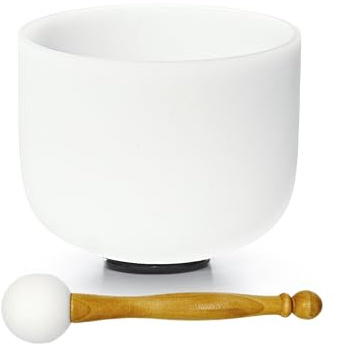 TRAYAYA Kristall Klangschale 432hz G Note Kehlchakra 10 Zoll für Meditation | Frosted Quartz Crystal Sining Bowl G Note Throat Chakra for Meditation Sound Bath Sound Healing