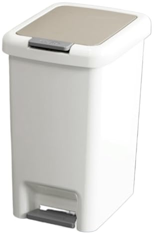 Pedal de basura - pequeño contenedor de basura, tapa de cierre silencioso | Elegante cubo de basura sanitaria con mecanismo de pie para sala de estar, dormitorio, cocina, almacenamiento de