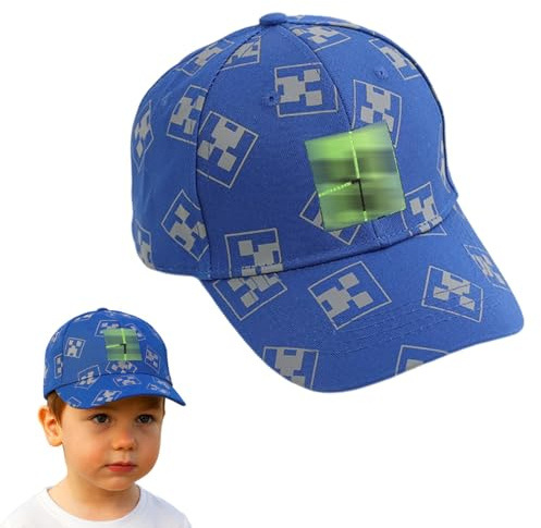 Cartoon Design Baseballmütze,Verstellbare Baseballmütze Sonnenmütze,Miner Outdoor Sports Casual,Creeper Baseball Cap Kinder，Schwarz Und Pixelig Grün Grid Sonnenhut Basecap Kappe