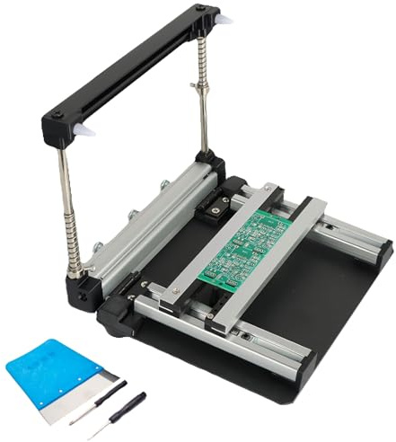 DOJOEUU Manual Small Screen Printing Station, SMT Steel Mesh Solder Paste Printing Table, Adjustable Thickness, Aluminum Alloy Body, High Precision PCB Stencil Printer for PCB Assembly(20cm)