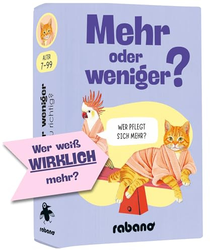 Mehr oder Weniger - Schätzspiel ab 2 Personen - Spiel für Erwachsene & Kinder ab 7 Jahren - Tolles Kartenspiel für 2+ Spieler - Familienspiel, Gesellschaftsspiel oder zu zweit