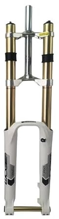 GFDSGRE Bike Forks Fork Downhill MTB Mountain Bike Fork Suspension Damping Bicycle Fork Black White Gold Golden Mtb Forks(26 inch white)