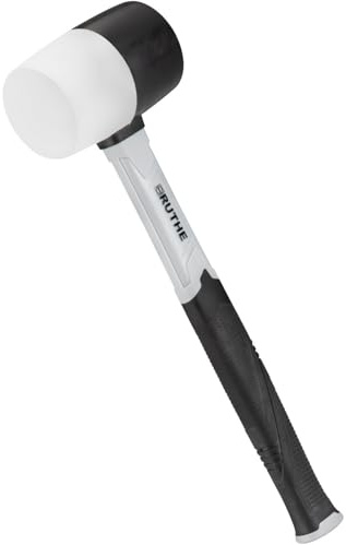 RUTHE Gummihammer FS schwarz/weiß 450 g | Pflasterhammer & Kunststoffhammer mit Fiberglasstiel | Gummi Hammer weiß für empfindliche Flächen & schwarz für robuste Arbeiten | Rubber Mallet 55 mm