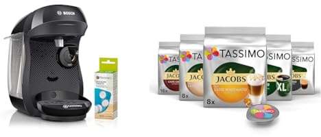 Bosch Tassimo happy friendly Kapselmaschine TAS102EA mit Tassimo Kapseln Probierbox, Vielfaltspaket, 64 Pads