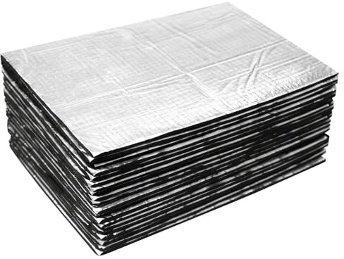 Keboyoe Lot de 20 Phonique Isolant Thermique Voiture Adhésif 250×180×5 mm Alubutyle Tapis de Voiture Isolation Thermique Plaque Auto-adhéSif, Anti-Vibrations Ignifuge Imperméable