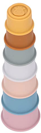Fdit Stapelbecher-Spielzeug für – 7 Stück Silikonfarbene Stapelbecher für Babys – Verbessern Sie die Sprache und die Feinmotorik – Zum Planschen Beim Babybaden – ab 2 Jahren (Tierische Stapelbecher)