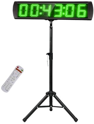LUCKY TIME Reloj de Carreras con trípode, Pantalla Grande de 5 Pulgadas, cronómetro con Remoto, función de Contador Que Puede Llegar hasta 999999 para Gimnasio, Pista, Carreras y Deportes al Aire