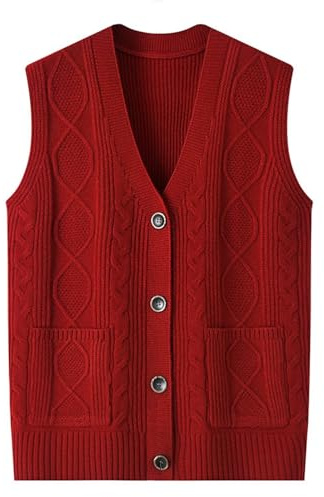 Chalecos de punto para mujer, prendas de punto para mujer, chaleco de punto con cuello en V, chaleco de punto liso con botones, sin mangas, cárdigan, chaleco ligero con frontal abierto, de punto