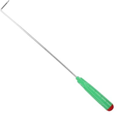 BAZEITFLOW Atizador de Hierro para Fogatas y Chimeneas de 33 CM Mango Verde Herramienta Práctica y Resistente para Camping y Barbacoas al Aire Libre Tenazas para Fuego y Accesorios para