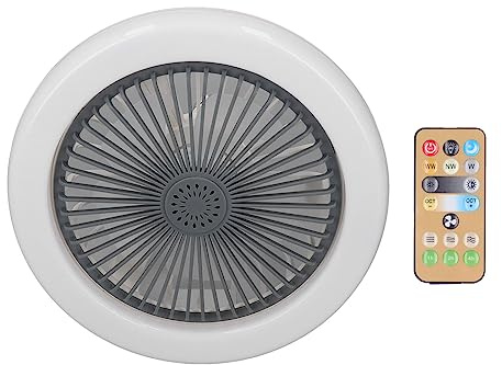 ERYUE Ceiling Fan with Light Powerful Small Remote Control Adjustable Speed Enclosed Fan for Balcony Restaurant Garage Children Room ABS Material