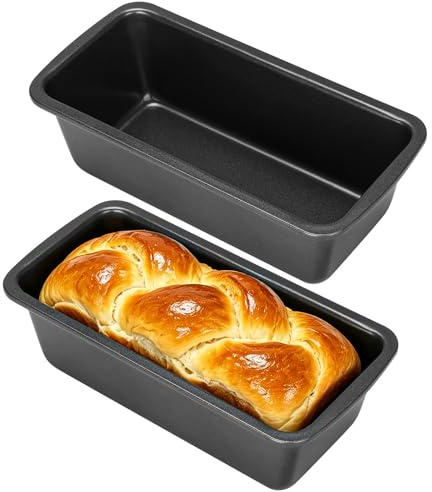 AiQInu 2 Pièces Moule a Cake Rectangulaires, Moule a Brioche 19x9x6cm mit Antiadhésif pour Ninja Friteuses à Air Fryer, La Cuisson au Four, Noir